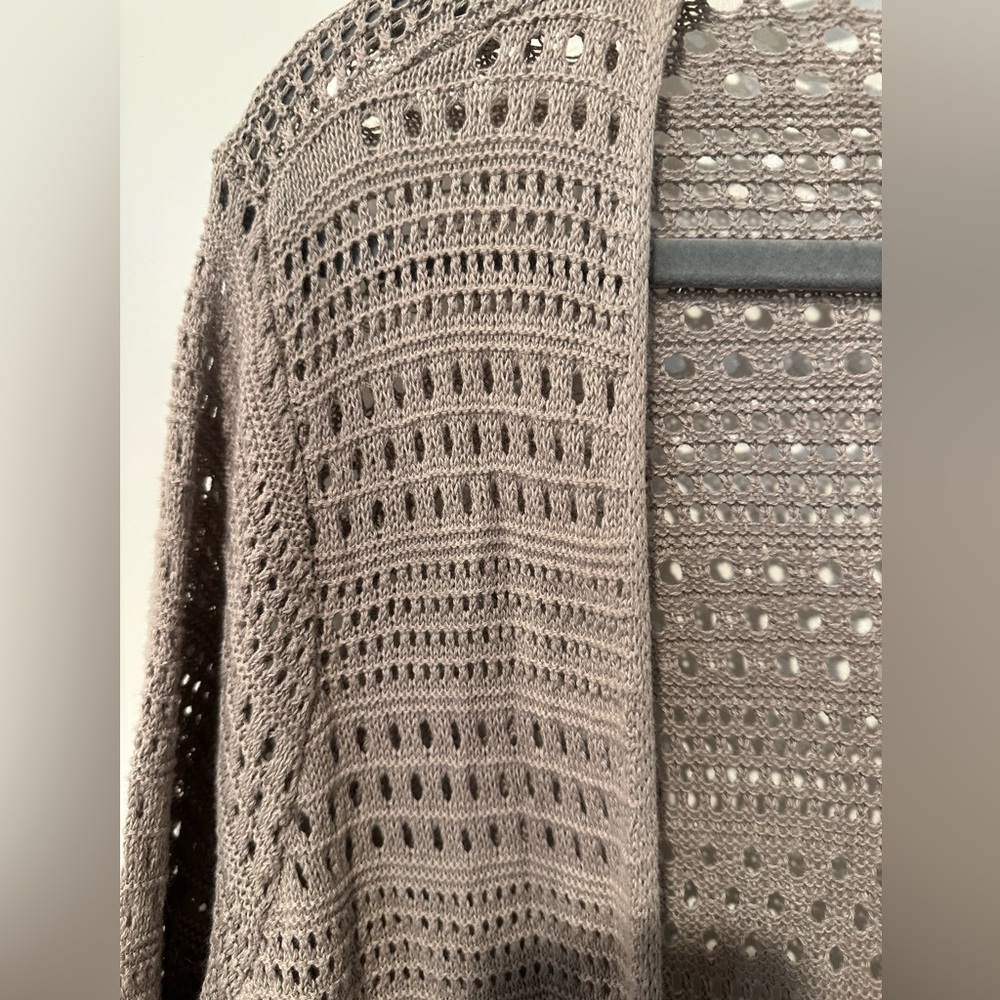 Torrid Taupe Pointelle Open Weave Duster Cardigan… - image 5